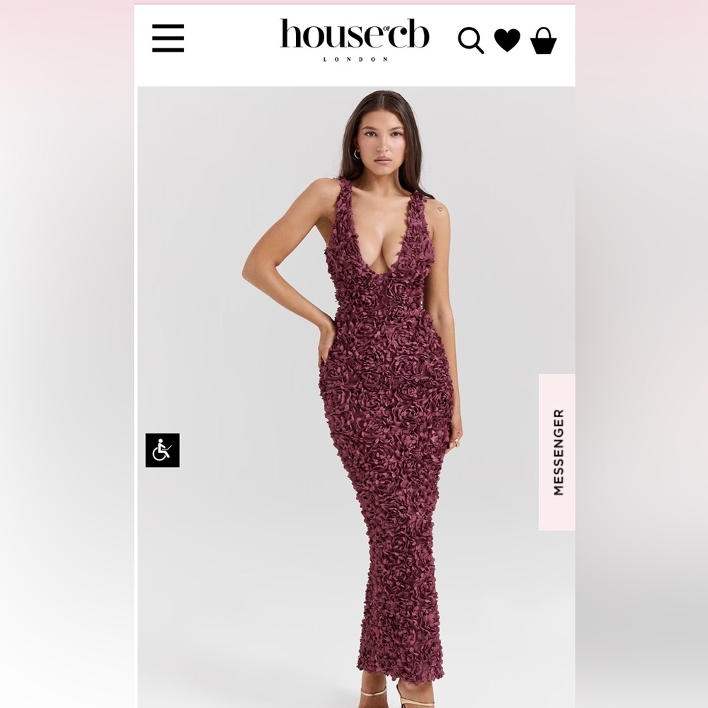 House of CB Burgundy Textured Maxi Dress